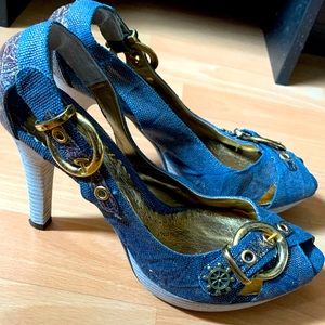 Metallic Denim Nautical Made in Italy Heel US8